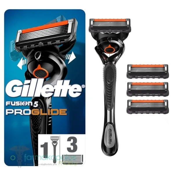 Gillette Fusion 5 Proglide Razor Blade Refills, 4pcs & Free Handle, 1pc, 1set