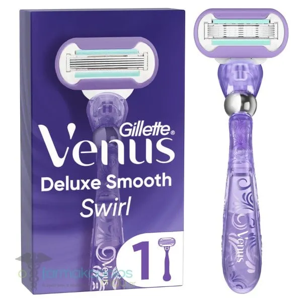 Gillette Venus Deluxe Smooth Swirl Handle & Razor Blade Refill, 1set
