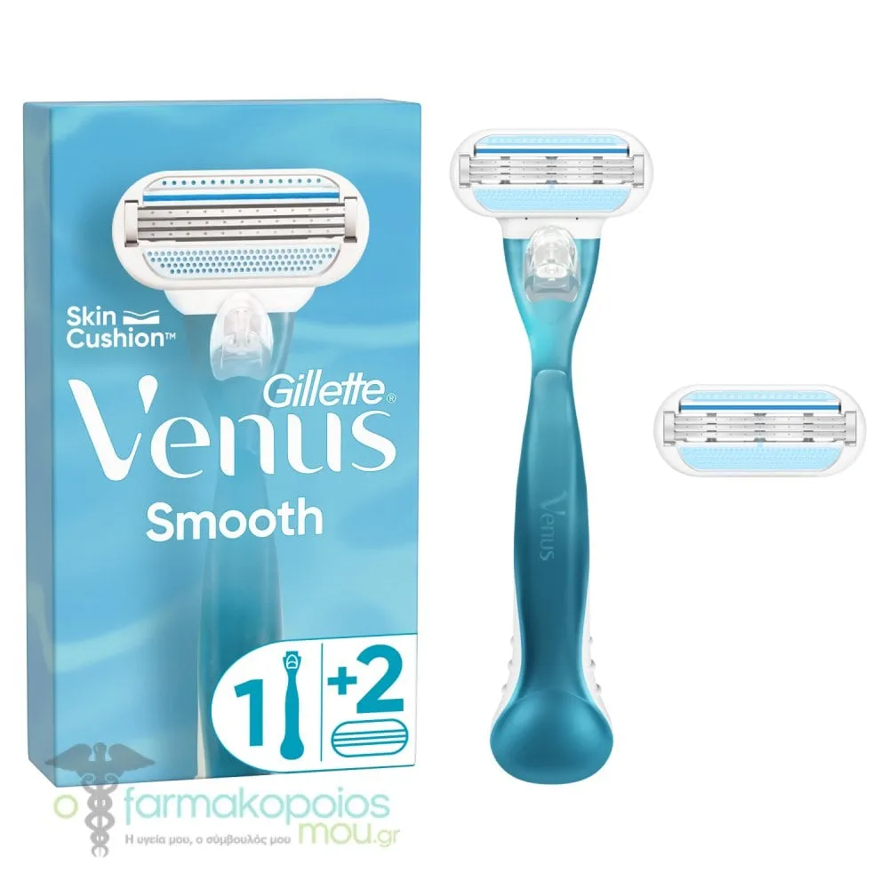 Gillette Venus Smooth Sensitive Women's Razor Handle, 1pc & Replacement Heads, 2pcs, 1set