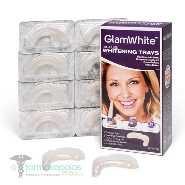GlamWhite Pre-filled Whitening Trays Προγεμισμένα Μασελάκια Λεύκανσης Δοντιών, 10τεμ