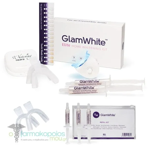 GlamWhite Promo Elite Home Whitening Kit, 1pc, Trays, 2pc & Refill Replacement Teeth Whitening Gel, 3x5ml, 1set