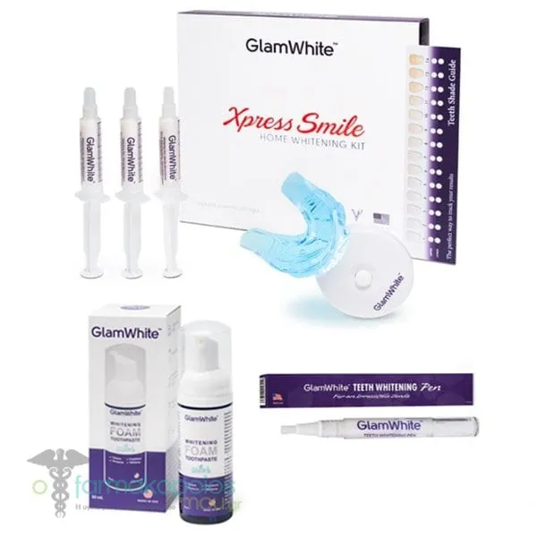 GlamWhite Promo Xpress Smile Kit Ολοκληρωμένο Σύστημα Λεύκανσης Δοντιών, 1τεμ, Whitening Foam Οδοντόκρεμα σε Μορφή Αφρού για Λεύκανση Δοντιών, 50ml & Teeth Whitening Pen Στυλό Λεύκανσης Δοντιών, 2ml, 1σετ