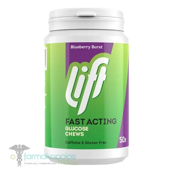Gluco Lift Fast Acting Glucose Chews with Flavor Blueberry Burst, 50tabs