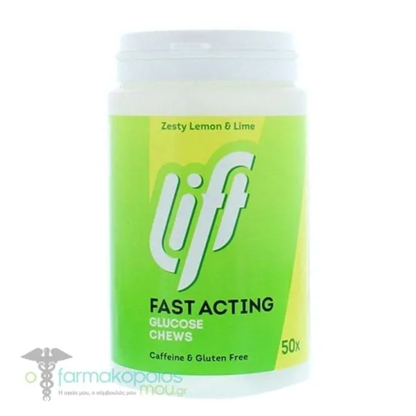 Gluco Lift Fast Acting Glucose Chews with Flavor Zesty Lemon Lime, 50tabs