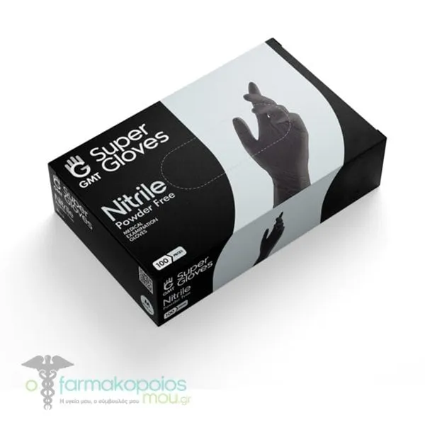 GMT Super Gloves Nitrile Powder Free, 100pcs - 002 Μαύρο