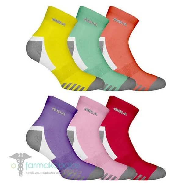 GSA Βamboo[+] 7496 Women’s Extra Cushioned Performance Quarter Recycled Socks, 6pack - 50 Multicolor