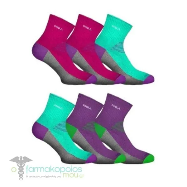 GSA Hydro[+] 6406 Extra Cushioned Quarter Performance Socks Γυναικείες Αθλητικές Κάλτσες, 6ζευγάρια