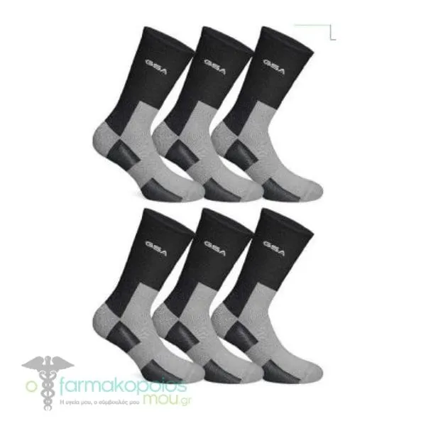 GSA Organic Plus[+] 3646 Men’s Fully Cushioned Performance Crew Eco-friendly Socks, 6pack - 51 Grey-Black