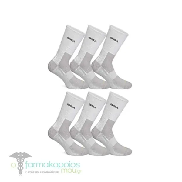 GSA Organic Plus[+] 3646 Men’s Fully Cushioned Performance Crew Eco-friendly Socks, 6pack - 52 White-Gray