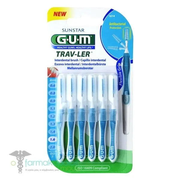 Gum Trav-ler Interdental Brush 1.6mm Blue, 6pcs