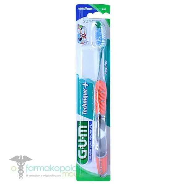 Gum 492 Technique+ Regular Medium Toothbrush, 1pc - Πορτοκάλι