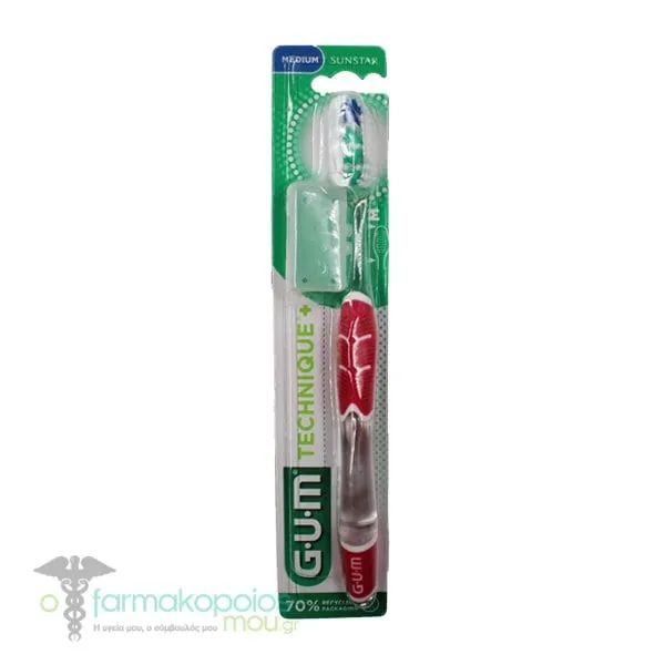Gum 493 Technique+ Compact Medium Toothbrush, 1pc - Φούξια
