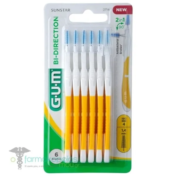 Gum Bi-Directional Ultra Fine 0.6mm Interdental Brushes, 6pcs