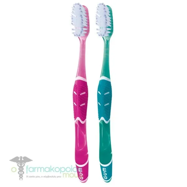 Gum Pro Medium Sunstar 526 Toothbrush, 2pcs - Φούξια-Πετρόλ