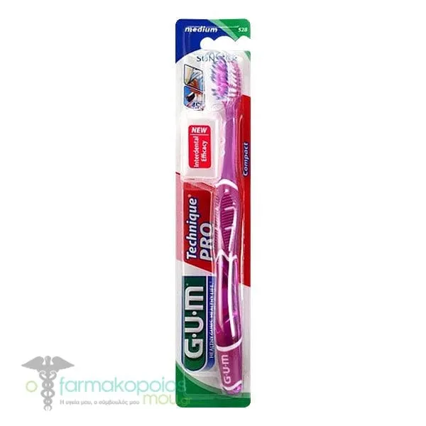 Gum Technique Pro Compact Medium Toothbrush, 1pc - Φούξια