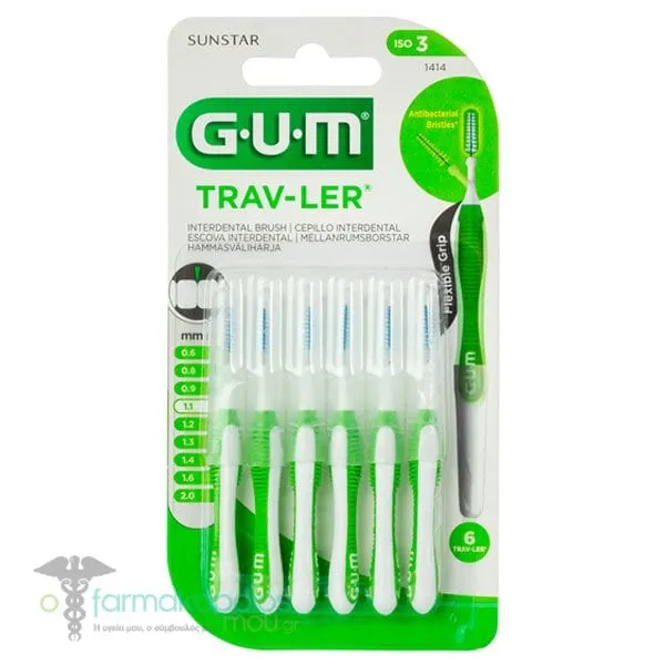 Gum Trav-ler Interdental Brush 1.1mm Green, 6pcs