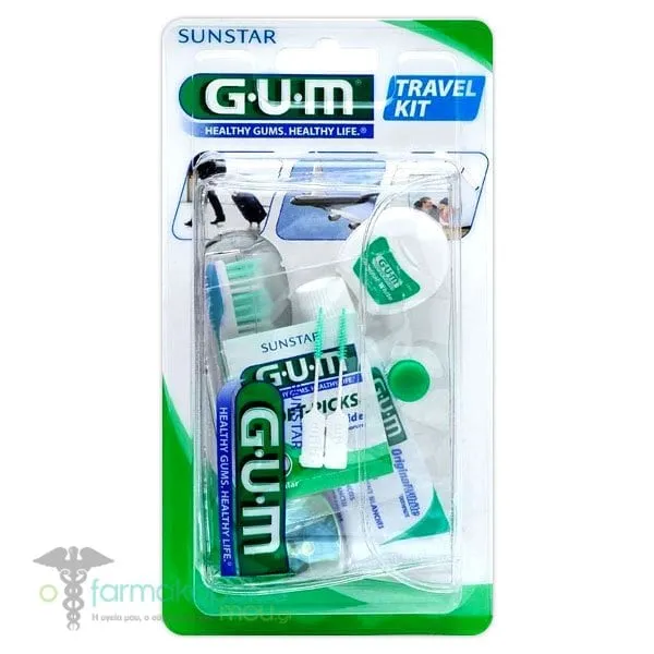 Gum Travel Brush Kit (156), 1set - Γαλάζιο