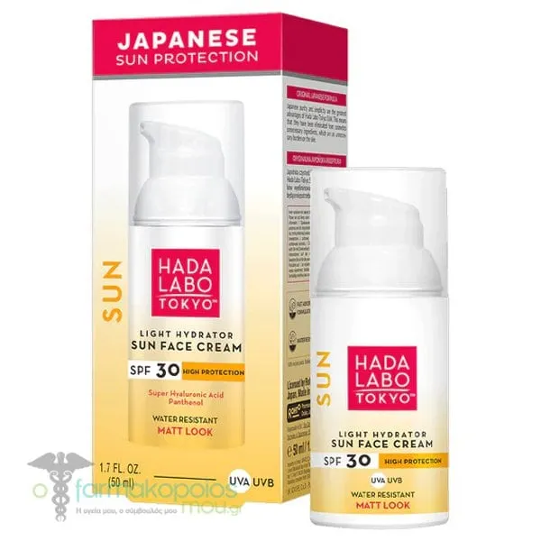 Hada Labo Tokyo Light Hydrator Sun Face Cream Αντηλιακή Κρέμα Προσώπου SPF30, 50ml