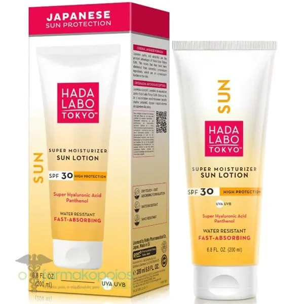 Hada Labo Tokyo Super Moisturizer Sun Lotion Αντηλιακό Γαλάκτωμα Σώματος SPF30, 200ml