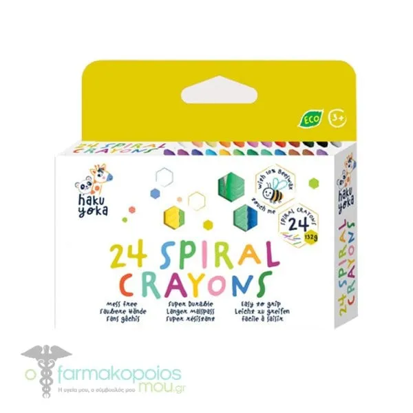 Haku Yoka 24 Spiral Crayons Easy-to-use Spiral Crayons, 24 pcs, 1 set