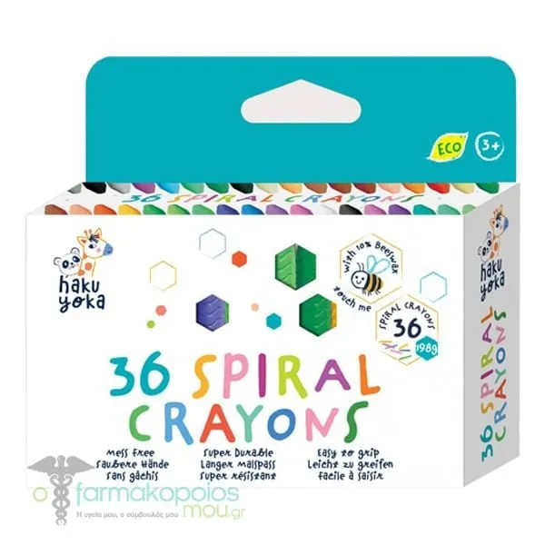 Haku Yoka 36 Spiral Crayons Easy-to-use Spiral Crayons, 36pcs, 1set