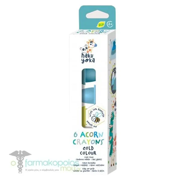Haku Yoka 6 Acorn Crayons Kηρομπογιές σε Σχήμα Βελανιδιού, 6τεμ, 1σετ - Cold Colour