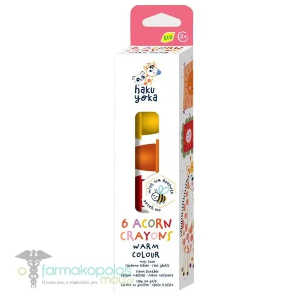Haku Yoka 6 Acorn Crayons Kηρομπογιές σε Σχήμα Βελανιδιού, 6τεμ, 1σετ - Warm Colour