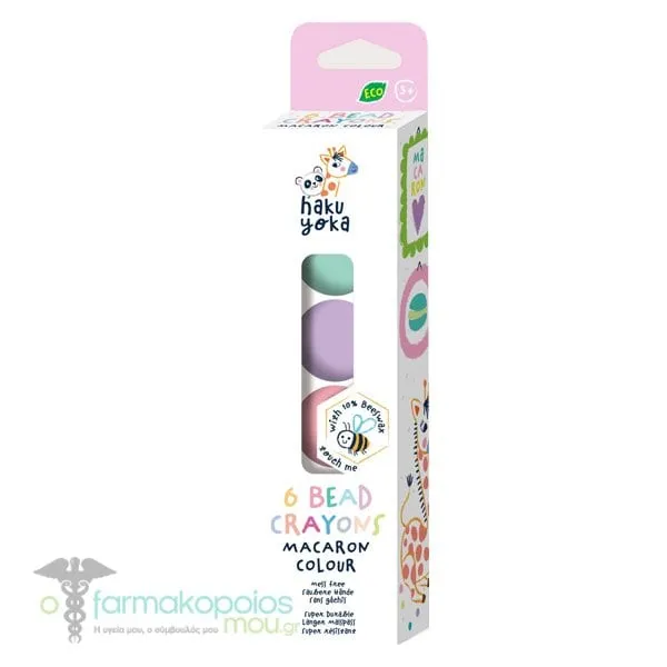 Haku Yoka 6 Bead Crayons Κηρομπογιές σε Σχήμα Χάντρας, 6τεμ, 1σετ - Macaron Colour