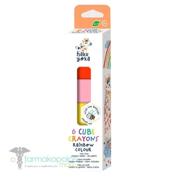 Haku Yoka 6 Cube Crayons Cube Crayons, 6pcs, 1set - Rainbow Colour