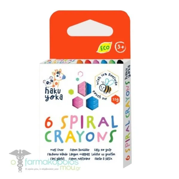 Haku Yoka 6 Spiral Crayons Easy-to-use Spiral Crayons, 6pcs, 1set
