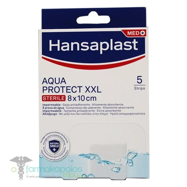 Hansaplast Aqua Protect XXL Sterile Waterproof Non-Stick Wound Pad (8 x 10cm), 5pcs