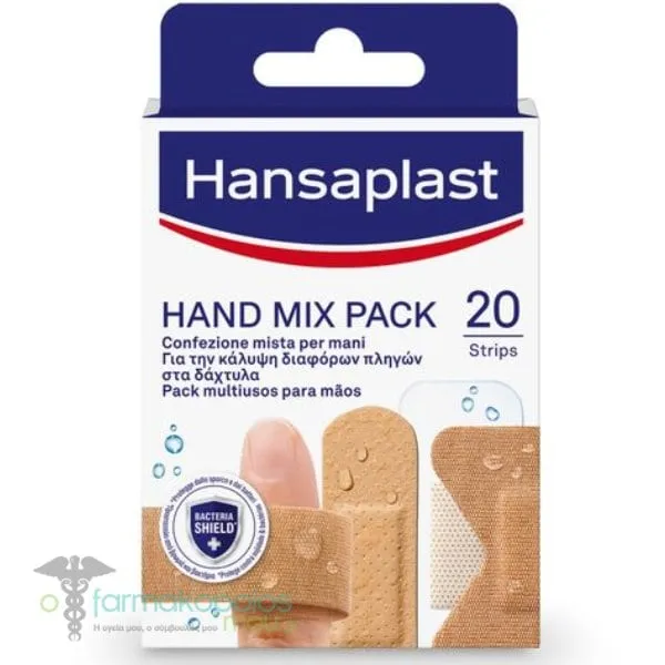 Hansaplast Hand Pack Mix Πακέτο Επιθεμάτων σε 5 Διαφορετικά Μεγέθη, 20τεμ