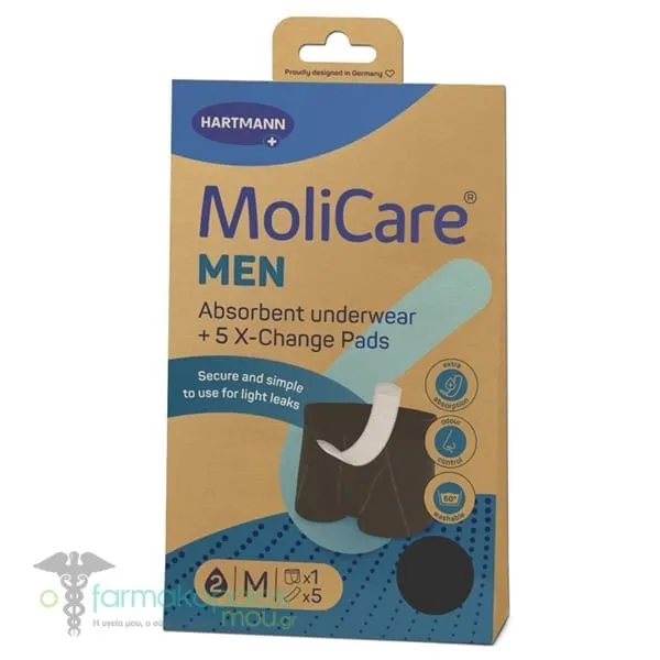 Hartmann MoliCare Men Απορροφητικό Επαναπλενόμενο Ανδρικό Εσώρουχο με 5 Ανταλλακτικά Επίθεματα, 1τεμ