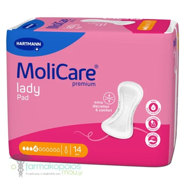 Hartmann MoliCare Premium Lady Pad 4 Drops Σερβιέτες Ακράτειας 4 Σταγόνες, 14τεμ