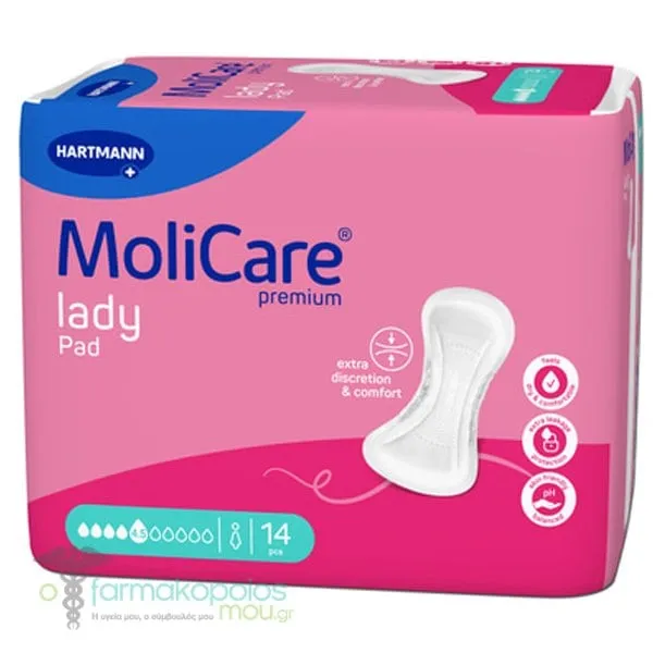 Hartmann MoliCare Premium Lady Pad 4,5 Drops Σερβιέτες Ακράτειας 4,5 Σταγόνες, 14τεμ