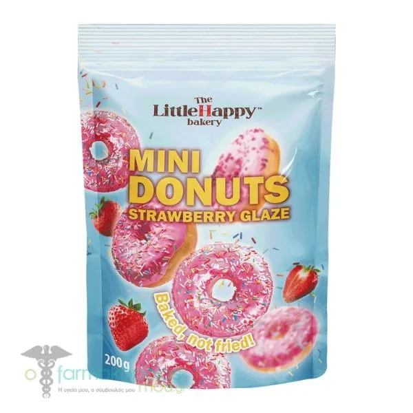 Τhe Little Happy Mini Donuts Strawberry Glaze, 200g
