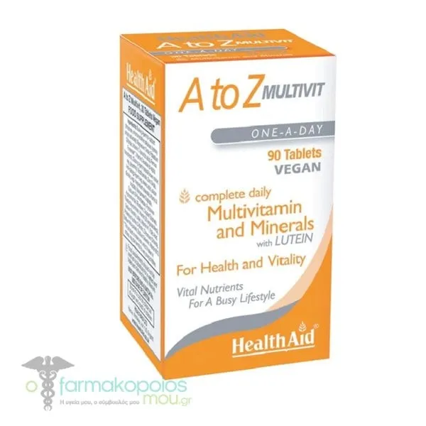 Health Aid A to Z Multivit Minerals Plus with Lutein, 90tabs