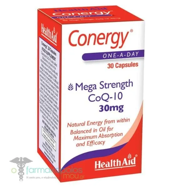Health Aid Conergy Mega Strength CoQ10 30mg, 30caps