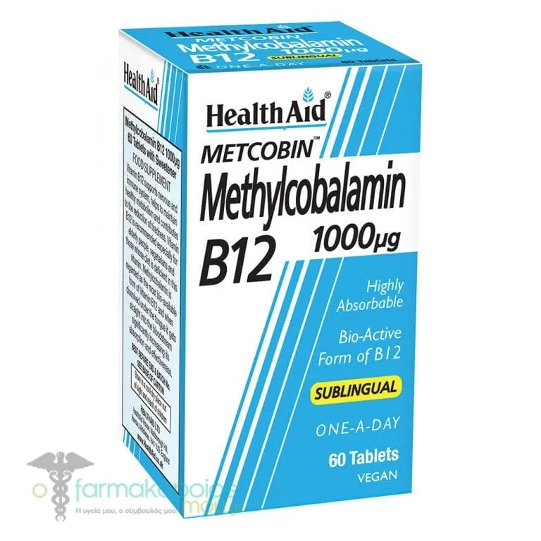 Health Aid Metcobin Methycobalamin B12 1000µg, 60 sublingual tabs