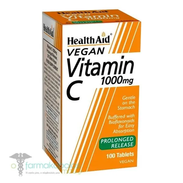 Health Aid Vegan Vitamin C 1000mg, 100tabs