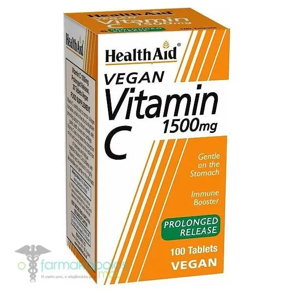 Health Aid Vegan Vitamin C 1500mg, 100tabs