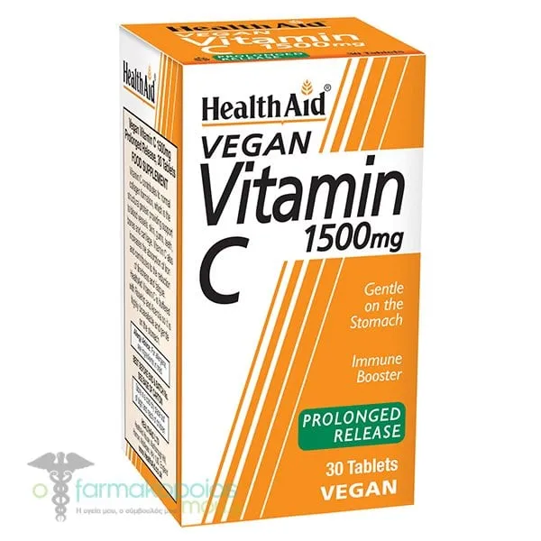 Health Aid Vegan Vitamin C 1500mg, 30tabs