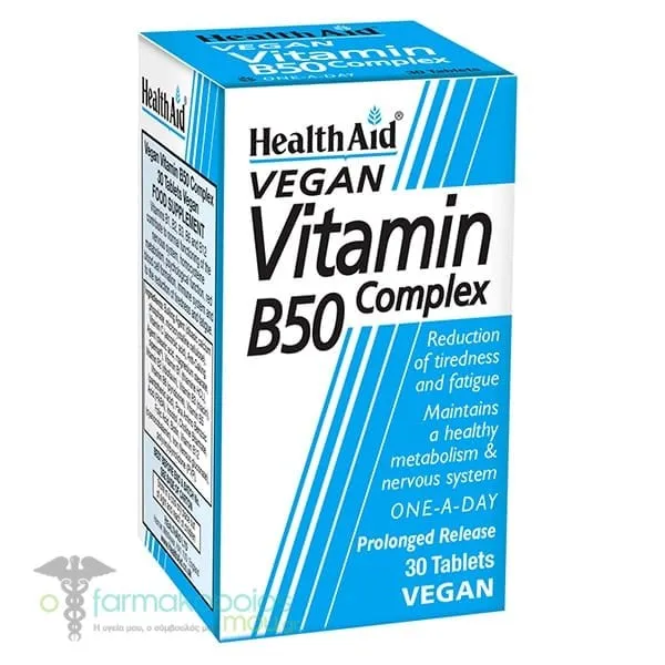 Health Aid Vitamin B50 Complex, 30tabs