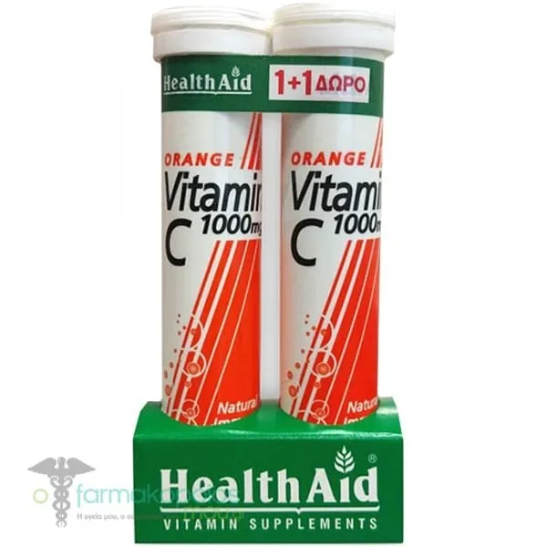 Health Aid Vitamin C 1000mg Orange Promo 1+1, 2x20eff.tabs