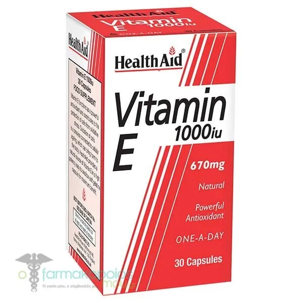 Health Aid Vitamin E 1000IU (670mg), 30caps