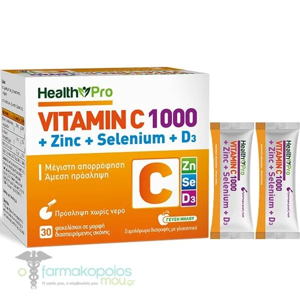 Health Pro Vitamin C 1000mg+Zinc+Selenium+D3, 30sachets