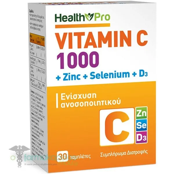 Health Pro Vitamin C 1000mg+Zinc+Selenium+D3, 30tabs