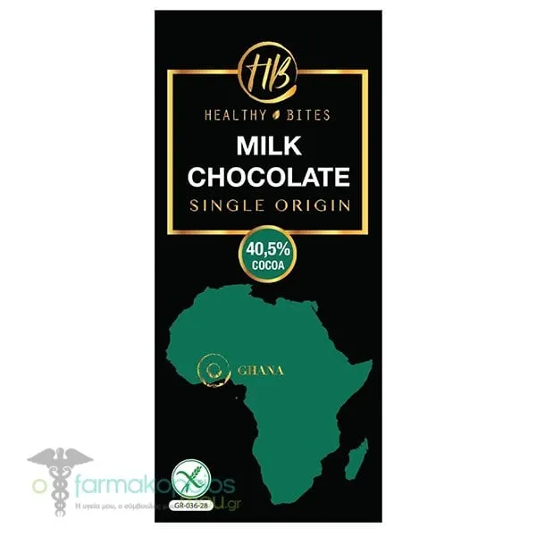 Healthy Bites Single Origin Ghana Σοκολάτα Γάλακτος, 50g