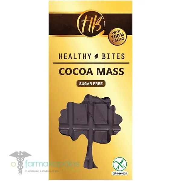 HealthyBites Πάστα Κακάο 100% Χωρίς Γλουτένη &amp; Ζάχαρη, 100g