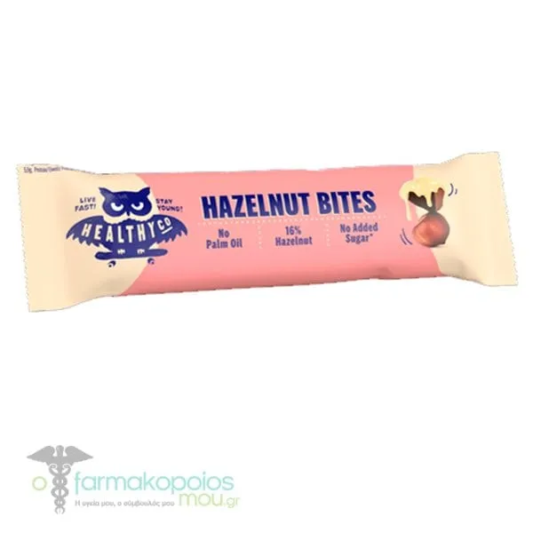 HealthyCo Hazelnut Bites Μπάρα με Κρέμα Φουντουκιού &amp; Επικάλυψη Σοκολάτας, 21g